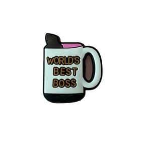 3/$9 crocs charms the office worlds best boss mug jibbitz